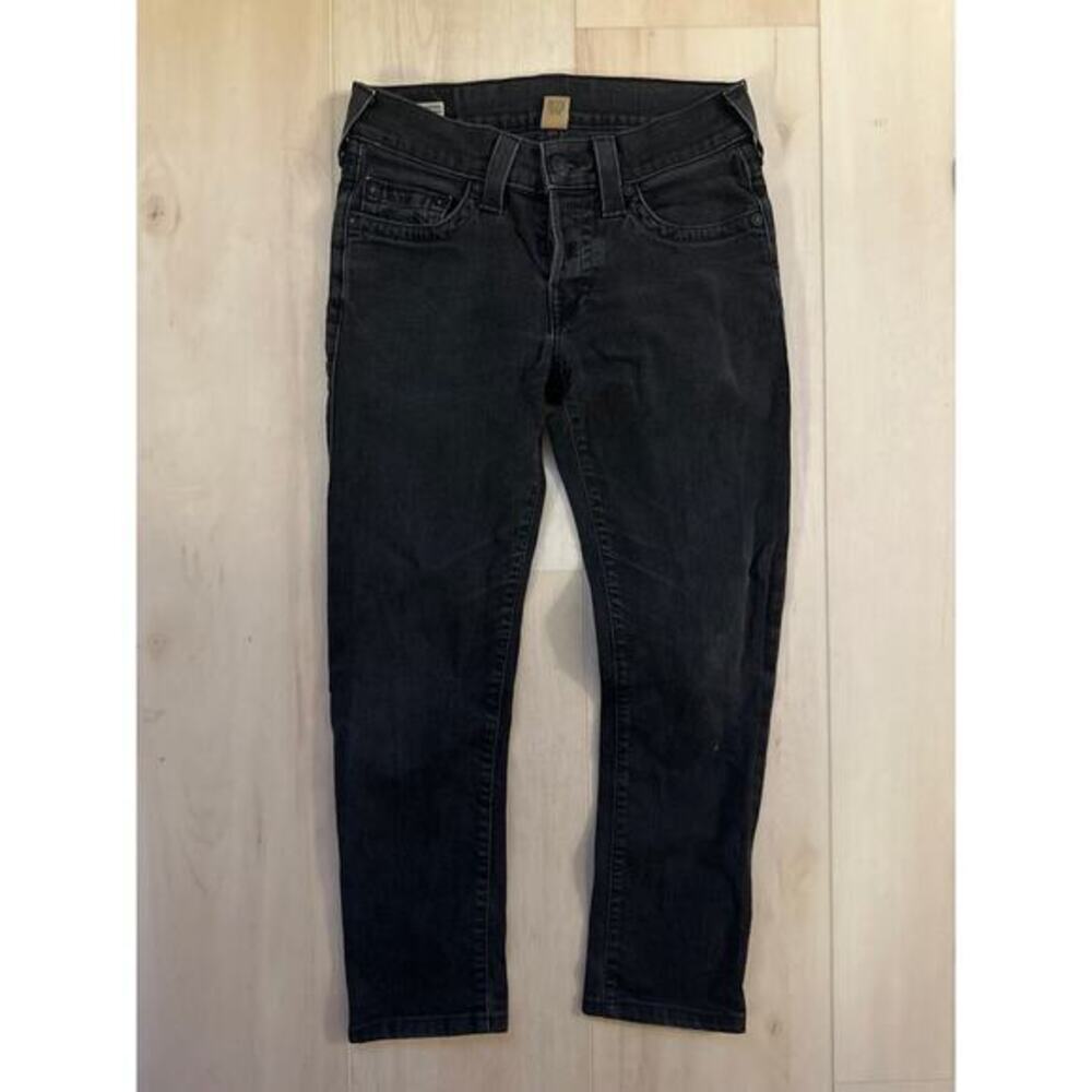 True Religion Mens‎ ROCCO Relaxed Skinny Black Denim Jeans 29x25 Casual Classic